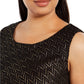 Alfani Women's Plus Size Metallic-Threaded V-Hem Top Black Size 0X
