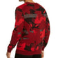 Alfani Men's Abstract Jacquard Crewneck Sweater Red Size Large