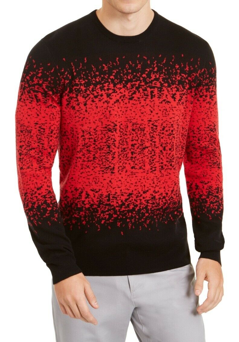 Alfani Men's Ombre Rib Crewneck Sweater Red Size Large