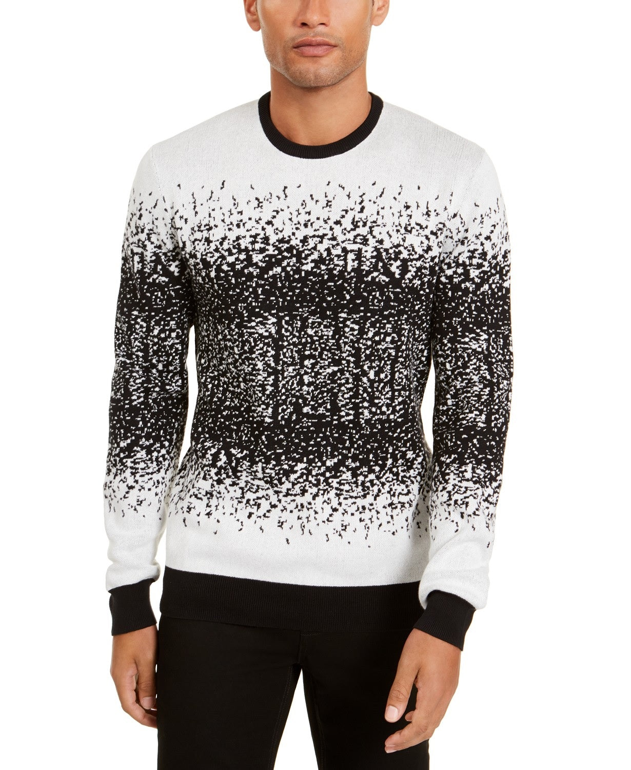 Alfani Men's Ombre Rib Crewneck Sweater White Size 2 Extra Large