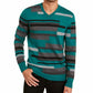Alfani Men's Textured Striped V-Neck Sweater Green Size Large