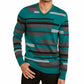 Alfani Men's Textured Striped V-Neck Sweater Green Size XX-Large