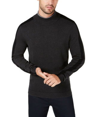 Alfani Men's Striped-Sleeve Turtleneck Sweater Gray Size 3 Extra Large