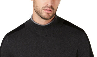 Alfani Men's Striped-Sleeve Turtleneck Sweater Gray Size 3 Extra Large