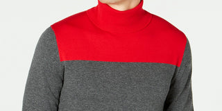 Alfani Men's Blocked Turtleneck Sweater Wine Size 2 Extra Large