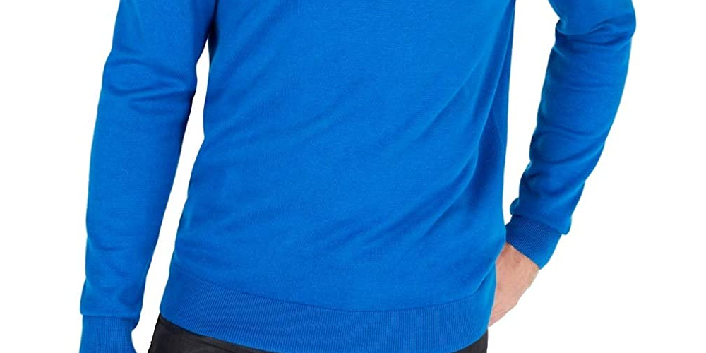 Alfani Men's Quarter-Zip Ribbed Placket Sweater Med Blue Size 2 Extra Large