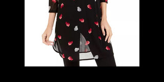 Alfani Women's Printed 3/4-Sleeve Tunic Pink Size Petite Small
