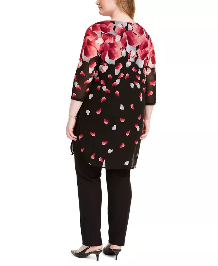 Alfani Women's Plus Size Printed 3/4-Sleeve Tunic Top Pink Size 2 Extra Large