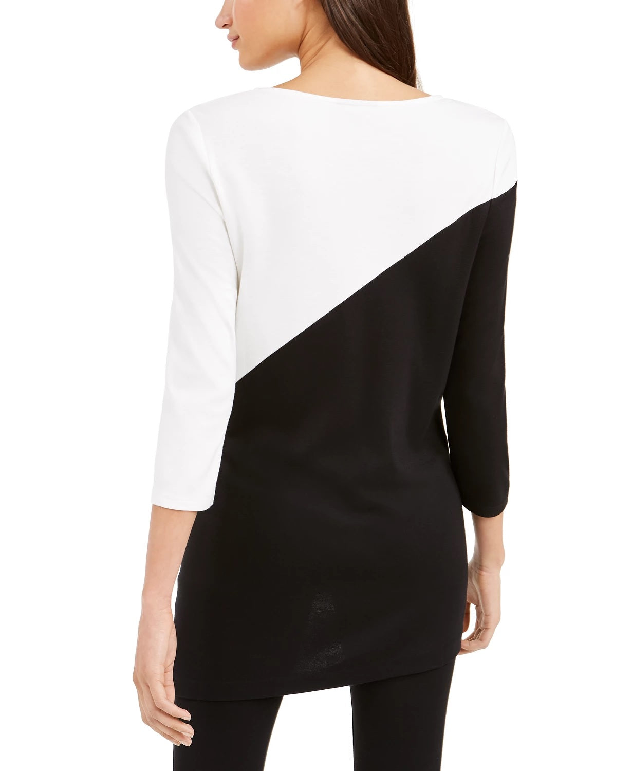 Alfani Women's Petite Colorblock Tunic Black Size X-Large