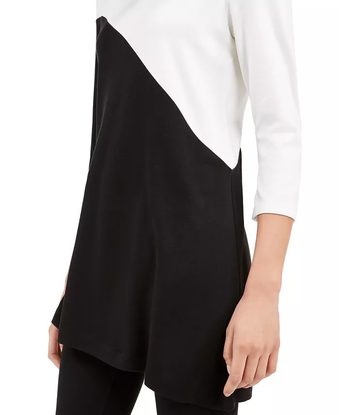 Alfani Women's Petite Colorblock Tunic Black Size X-Large