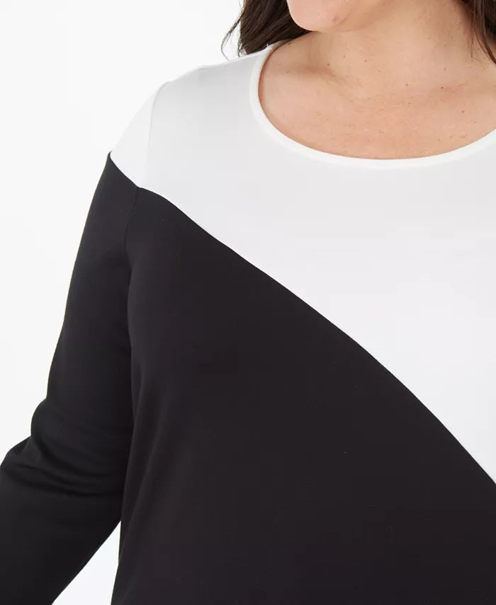 Alfani Women's Plus Size Colorblock Tunic Black Size 1X