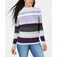 Karen Scott Women's Ribbed V-Neck Cotton Sweater Purple Size Large