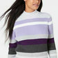 Karen Scott Women's Ribbed V-Neck Cotton Sweater Purple Size Large