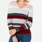 Karen Scott Women's Petite Emma Cotton Striped Sweater  Medium Red Size Petite Small