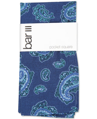 Bar III Men's Abstract Paisley Pocket Square Navy Size Regular