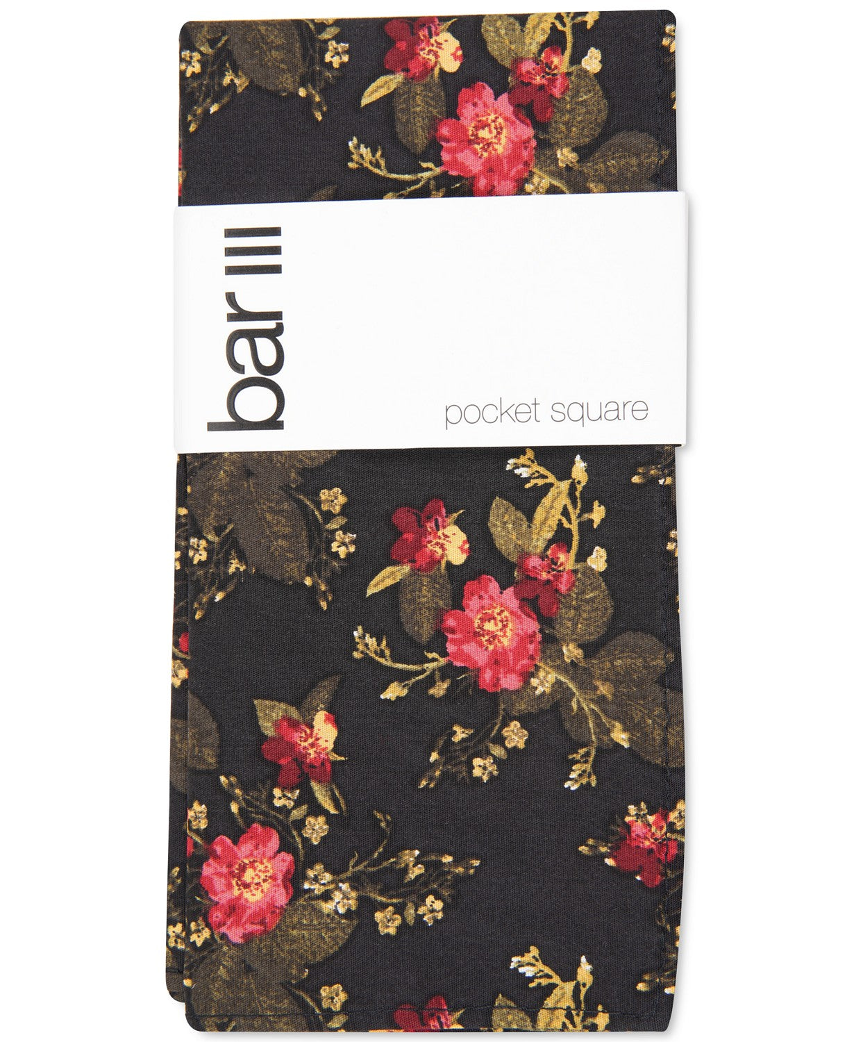 Bar III Men's Painted Poppy Pocket Square Black Size Regular