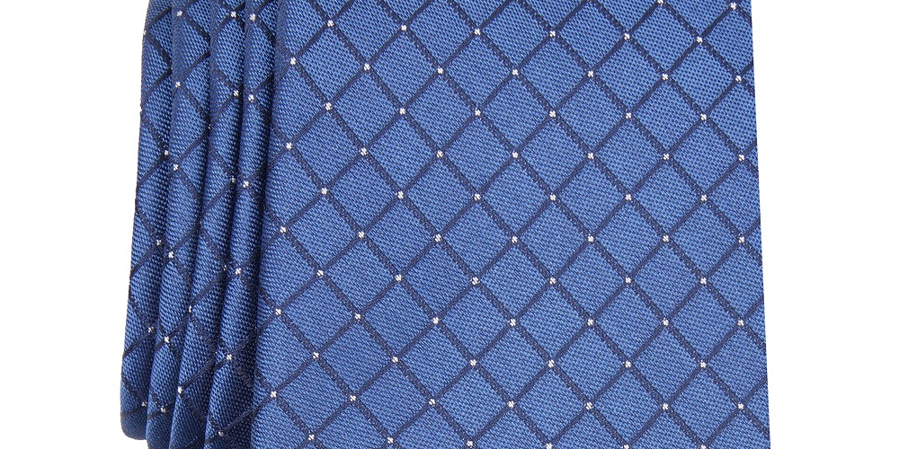 Alfani Men's Slim Grid Tie Blue Size Regular