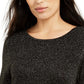 Alfani Women's Glitter-Knit Tunic Sweater Black /Gold Size Large