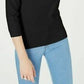 Maison Jules Women's Crewneck 3/4 Sleeve Sweater Black Size Small