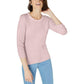 Maison Jules Women's Crewneck 3/4-Sleeve Sweater Pink Size Extra Small