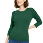 Maison Jules Women's Ribbed Crew-Neck Sweater Green Size Medium