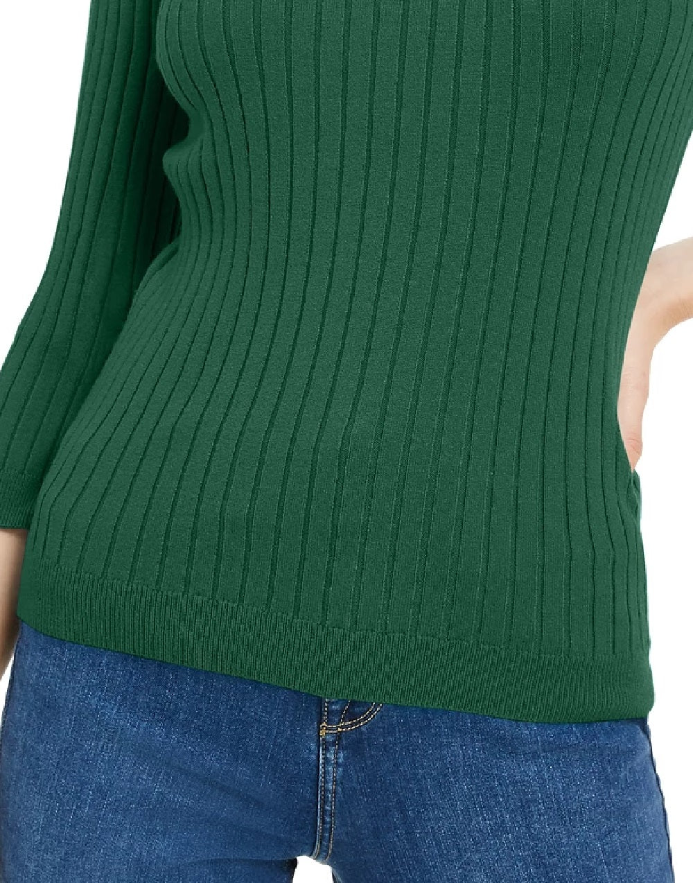 Maison Jules Women's Ribbed Crew-Neck Sweater Green Size X-Large