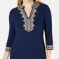 Charter Club Women's Braided-Trim Shift Dress Blue Size Medium