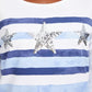 Karen Scott Women's Striped Sequined Seashell Top White Size Small