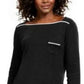 Karen Scott Women's Piping-Trim T-Shirt Black Size Petite-Small