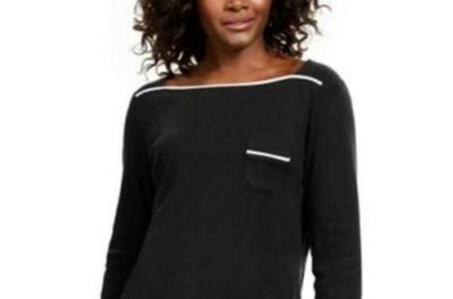Karen Scott Women's Piping-Trim T-Shirt Black Size Petite-Small