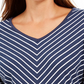 Karen Scott Women's Striped V-Neck Top Blue Size Small