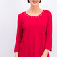 Karen Scott Women's Grommet-Trim Cotton Top New Red Size Large