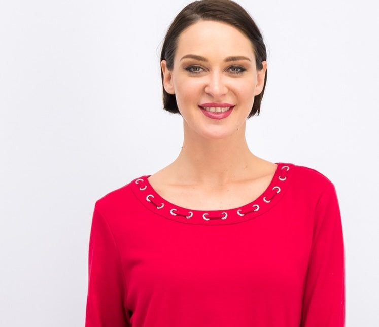 Karen Scott Women's Grommet-Trim Cotton Top New Red Size Large