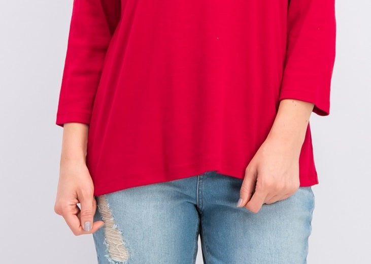 Karen Scott Women's Grommet-Trim Cotton Top New Red Size Large
