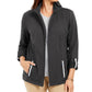 Karen Scott Women's Sport French Terry Ribbon-Trim Jacket Black Size Large