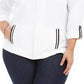 Karen Scott Women's Sport French Terry Ribbon-Trim Jacket White Size Medium