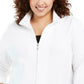 Karen Scott Women's Sport French Terry Ribbon-Trim Jacket White Size Small