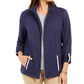 Karen Scott Women's Sport French Terry Ribbon-Trim Jacket Navy Size Extra Large