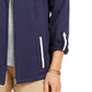 Karen Scott Women's Sport French Terry Ribbon-Trim Jacket Navy Size Extra Large