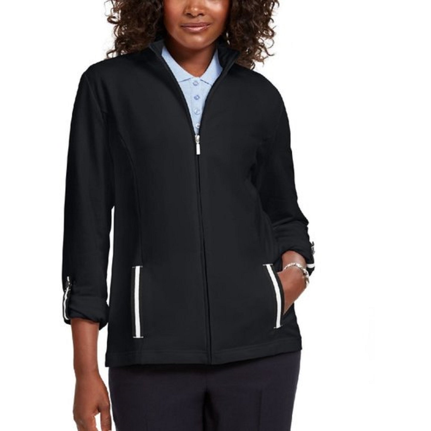 Karen Scott Women's Plus Size French Terry Jacket Black Size XX-Large