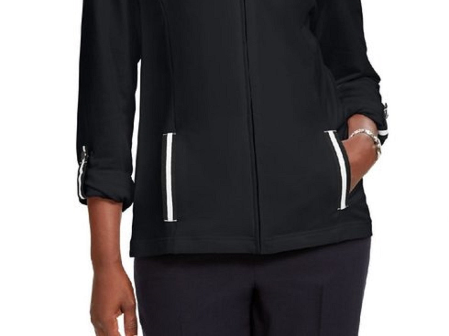 Karen Scott Women's Plus Size French Terry Jacket Black Size XX-Large