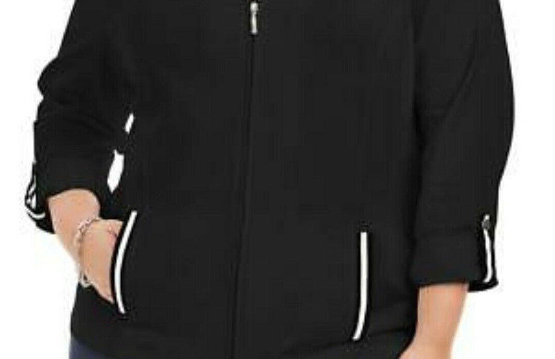 Karen Scott Women's Plus Size French Terry Jacket Black Size O-Small