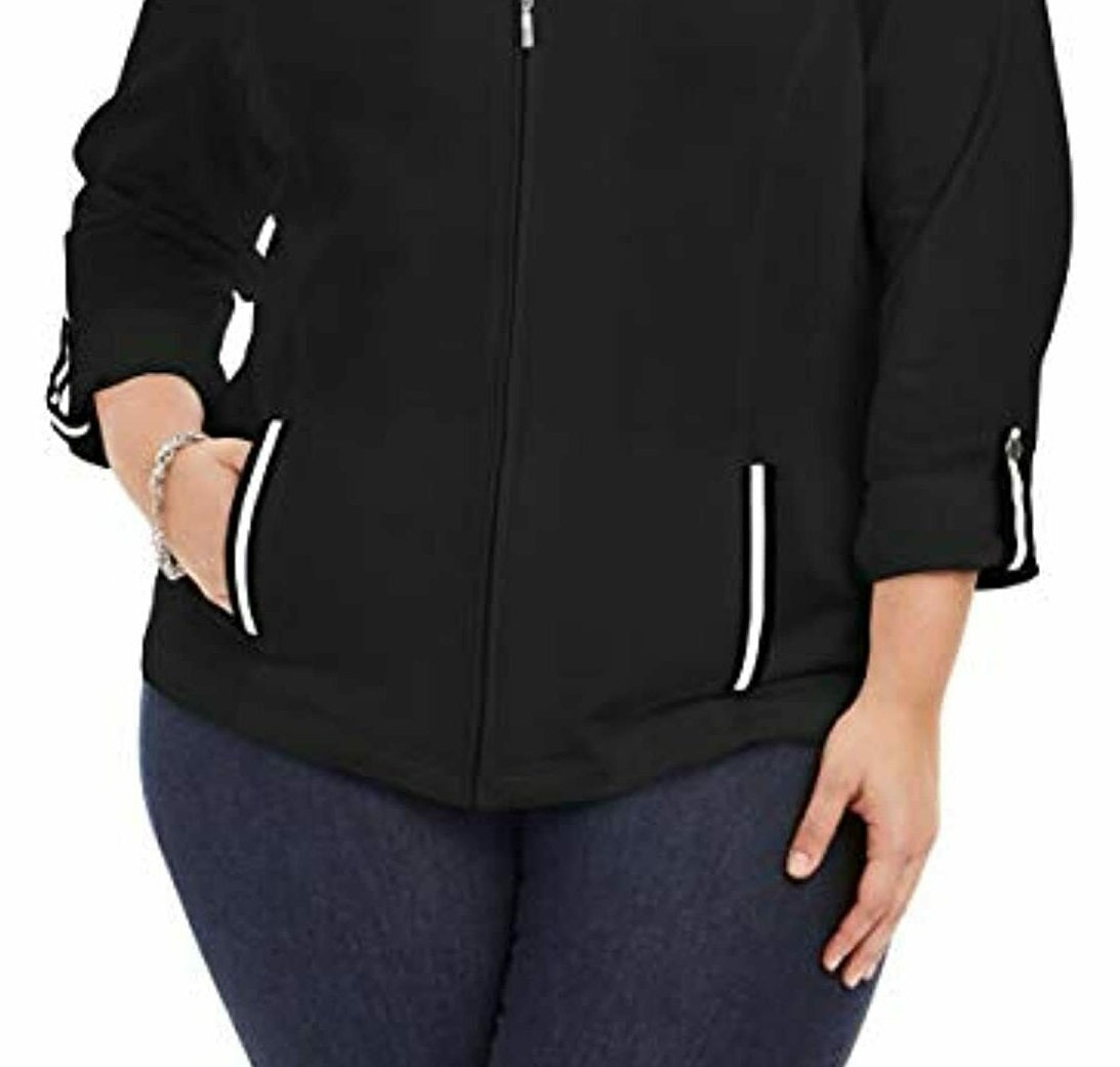 Karen Scott Women's Plus Size French Terry Jacket Black Size 2 X-Large