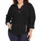 Karen Scott Women's  Plus Size French Terry Jacket Black Size 1X