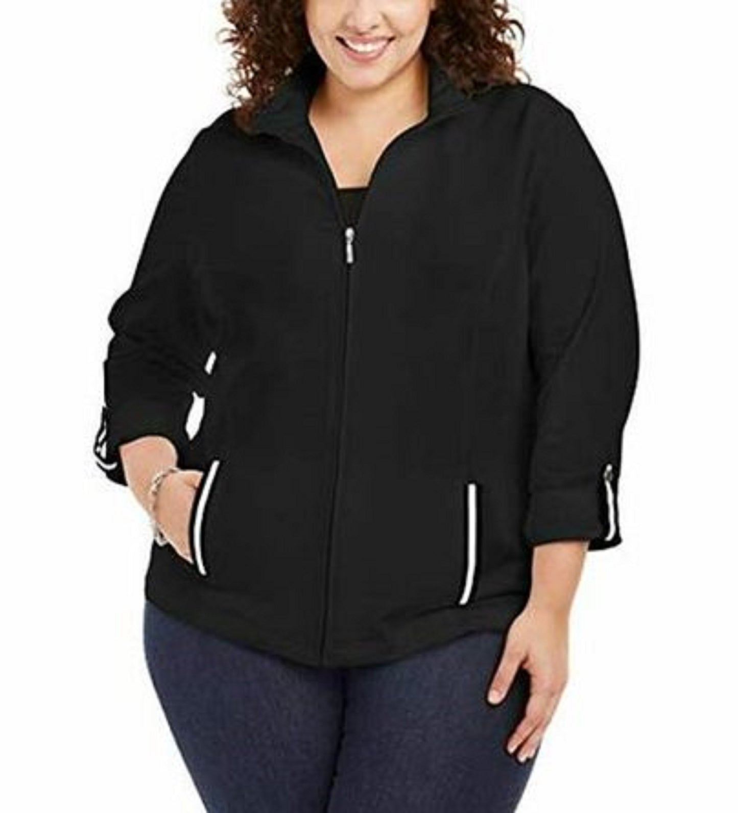 Karen Scott Women's  Plus Size French Terry Jacket Black Size 1X