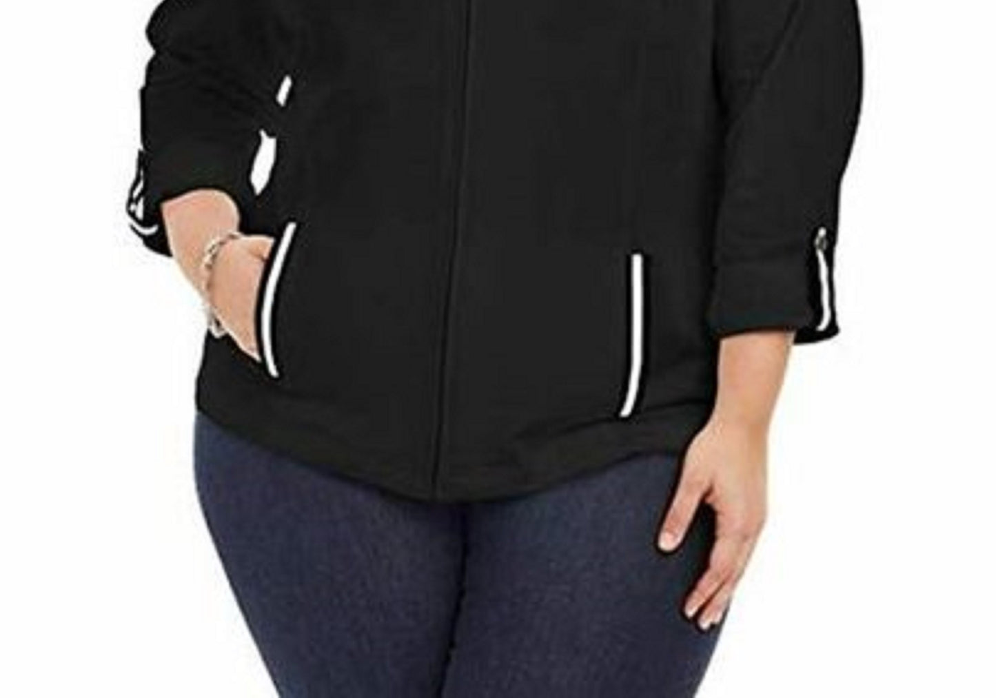 Karen Scott Women's  Plus Size French Terry Jacket Black Size 1X