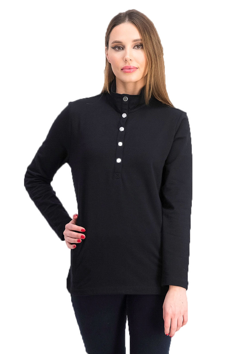 Karen Scott Women's Sport Mock-Neck Vented-Hem Top Black Size Medium