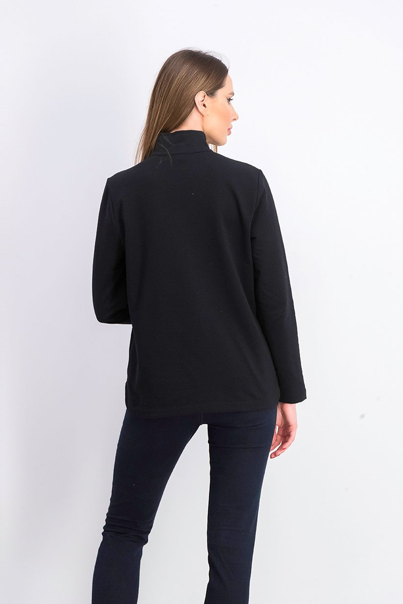 Karen Scott Women's Sport Mock-Neck Vented-Hem Top Black Size Medium