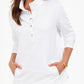 Karen Scott Women's Sport Mock-Neck Vented-Hem Top White Size Medium