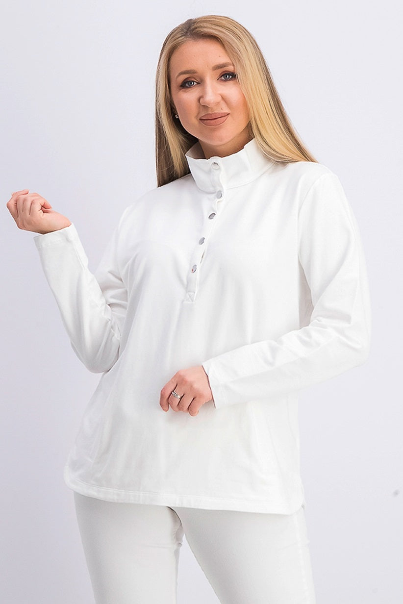 Karen Scott Women's Sport Mock-Neck Vented-Hem Top White Size Medium